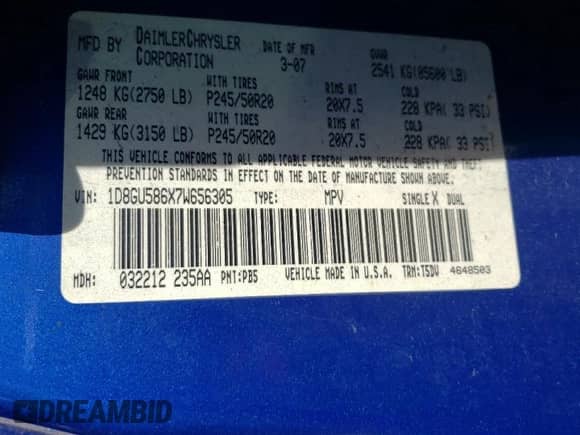 2007 Dodge Nitro R/T с VIN 1D8GU586X7W656305, выставлен на аукционе Copart как лот 70711724 с пробегом 188 001 миль миль и Чистый • Clean title. История ставок и продаж доступна на DreamBid. Изображение 13.