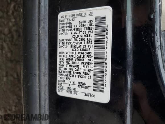 2014 Nissan Murano с VIN JN8AZ1FY1EW300121, выставлен на аукционе Copart как лот 64678045 с пробегом 102 981 миль миль и На запчасти • Non repairable. История ставок и продаж доступна на DreamBid. Изображение 13.