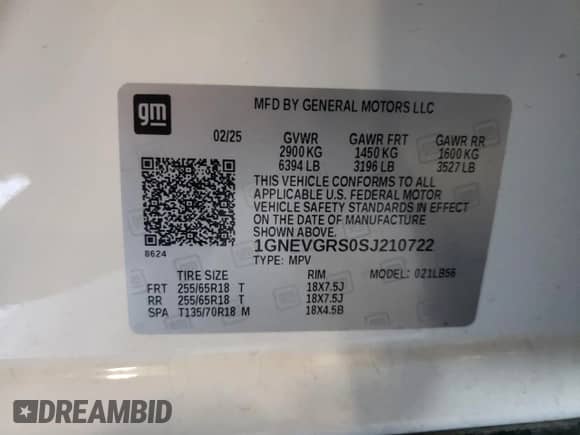 2025 Chevrolet Traverse AWD LT z VIN 1GNEVGRS0SJ210722, wystawiony jako Copart lot #84207925 z przebiegiem 14 348 mil mil oraz Czysty tytuł • Clean title. Historia ofert i sprzedaży dostępna na DreamBid. Obrazek 13.