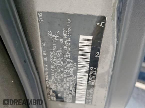 2006 Toyota Tundra Limited с VIN 5TBET38176S517452, выставлен на аукционе Copart как лот 81087995 с пробегом 286 686 миль миль и Списание • Salvage title. История ставок и продаж доступна на DreamBid. Изображение 12.