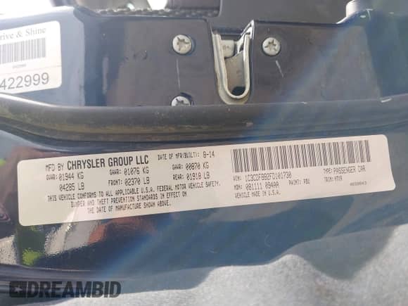 2015 Dodge Dart SXT с VIN 1C3CDFBB2FD101730, выставлен на аукционе IAAI как лот 43340911 с пробегом 190 000 миль миль и . История ставок и продаж доступна на DreamBid. Изображение 9.