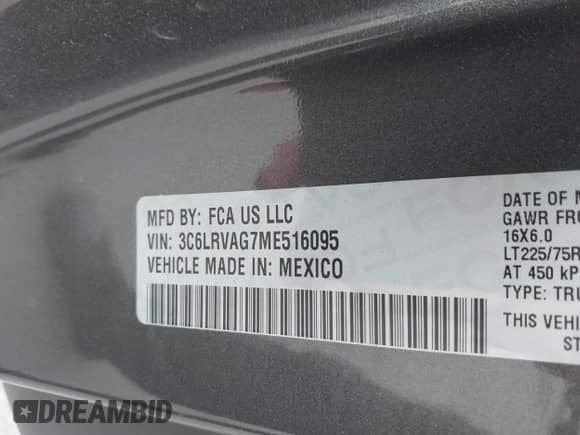 2021 Ram ProMaster Cargo with VIN 3C6LRVAG6ME516095, listed as a IAAI auction lot 42634274 with 166,338 mi miles and . Bid and sale history available at DreamBid. Image 9.