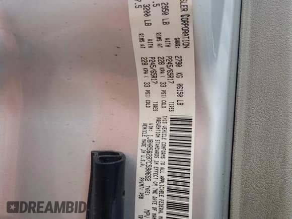 2007 Jeep Grand Cherokee Limited z VIN 1J8HR58287C580692, wystawiony jako Copart lot #58546845 z przebiegiem 70 864 mil mil oraz Szkoda całkowita • Salvage title. Historia ofert i sprzedaży dostępna na DreamBid. Obrazek 14.