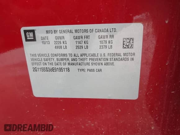 2014 Chevrolet Impala LTZ с VIN 2G1155S38E9195118, выставлен на аукционе IAAI как лот 43022556 с пробегом 61 440 миль миль и . История ставок и продаж доступна на DreamBid. Изображение 9.