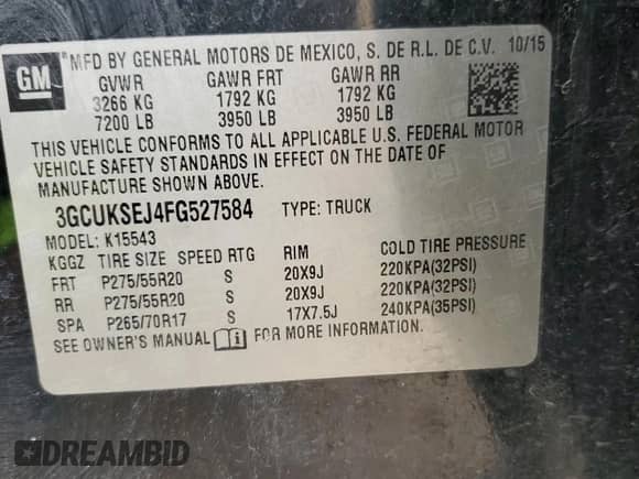 2015 Chevrolet Silverado 1500 LTZ z VIN 3GCUKSEJ4FG527584, wystawiony jako Copart lot #80004154 z przebiegiem 172 767 mil mil oraz Szkoda całkowita • Salvage title. Historia ofert i sprzedaży dostępna na DreamBid. Obrazek 12.