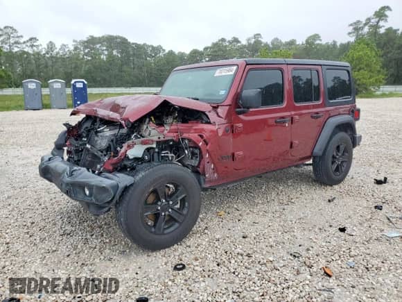 2022 Jeep Wrangler Unlimited High Tide with VIN 1C4HJXDG6NW105825, listed as a Copart auction lot 70315984 with 20,108 mi miles and Salvage title. Bid and sale history available at DreamBid. Image 1.