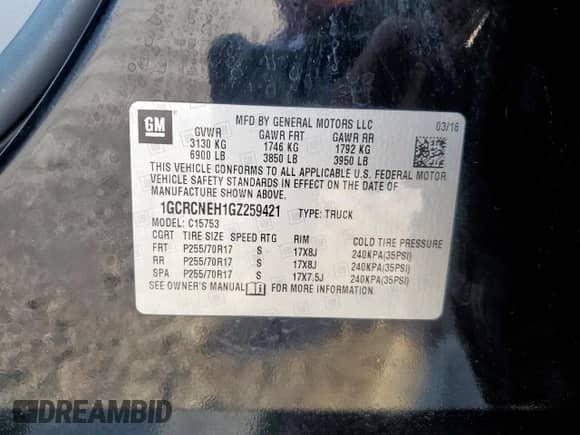 2016 Chevrolet Silverado 1500 LS с VIN 1GCRCNEH1GZ259421, выставлен на аукционе Copart как лот 83798065 с пробегом 123 066 миль миль и Списание • Salvage title. История ставок и продаж доступна на DreamBid. Изображение 12.