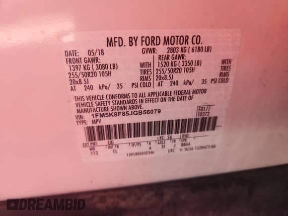 2018 Ford Explorer Limited z VIN 1FM5K8F85JGB56079, wystawiony jako Copart lot #82247365 z przebiegiem 168 338 mil mil oraz Czysty tytuł • Clean title. Historia ofert i sprzedaży dostępna na DreamBid. Obrazek 12.