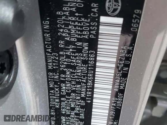 2024 Toyota Camry LE with VIN 4T1R11BK6RU116863, listed as a Copart auction lot 60533865 with 15,480 mi miles and Salvage title. Bid and sale history available at DreamBid. Image 13.