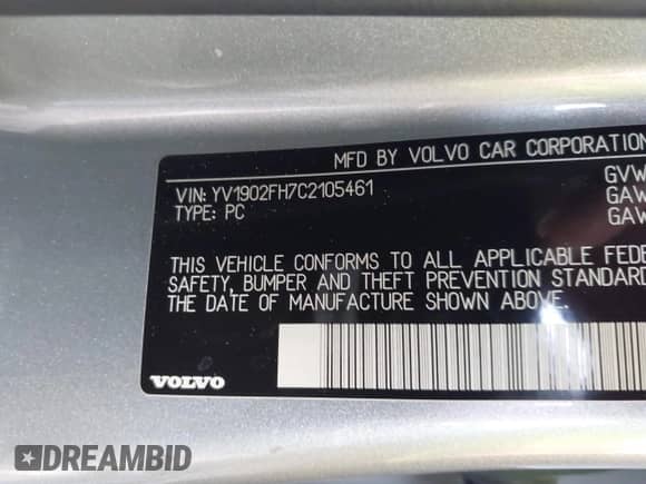 2012 Volvo S60 T6 с VIN YV1902FH7C2105461, выставлен на аукционе IAAI как лот 41323392 с пробегом 98 059 миль миль и . История ставок и продаж доступна на DreamBid. Изображение 9.