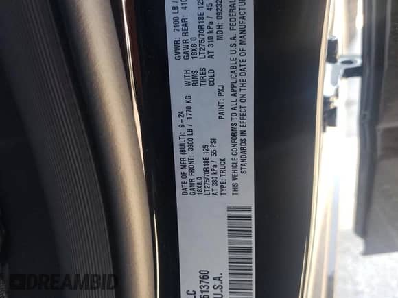 2025 Ram 1500 Warlock with VIN 1C6SRFGP6SN613760, listed as a Copart auction lot 87483584 with 116 mi miles and Salvage title. Bid and sale history available at DreamBid. Image 14.