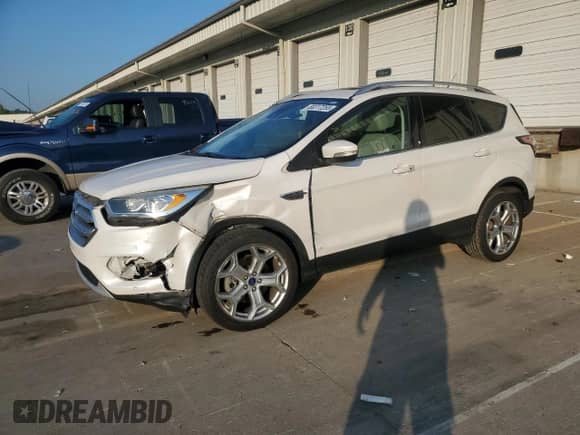 2017 Ford Escape Titanium with VIN 1FMCU9J97HUD74138, listed as a Copart auction lot 80317255 with 45,839 mi miles and Salvage title. Bid and sale history available at DreamBid. Image 1.