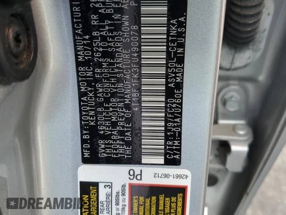 2015 Toyota Camry LE z VIN 4T1BF1FK3FU490078, wystawiony jako Copart lot #82317675 z przebiegiem 203 535 mil mil oraz Szkoda całkowita • Salvage title. Historia ofert i sprzedaży dostępna na DreamBid. Obrazek 12.