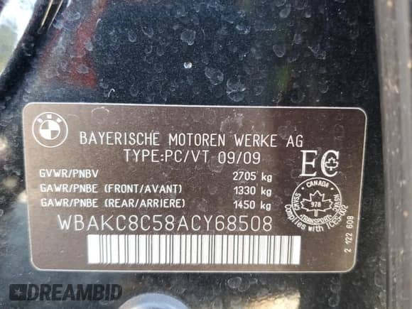 2010 BMW 7 Series 750Li xDrive with VIN WBAKC8C58ACY68508, listed as a Copart auction lot 69868385 with 138,519 mi miles and Salvage title. Bid and sale history available at DreamBid. Image 12.