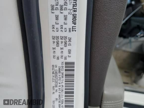 2012 Dodge Durango Crew with VIN 1C4RDHDG7CC257208, listed as a Copart auction lot 86513245 with 173,194 mi miles and Non repairable. Bid and sale history available at DreamBid. Image 14.