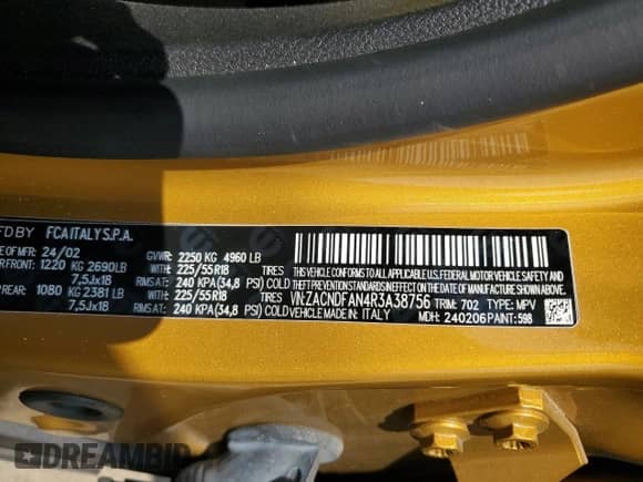 2024 Dodge Hornet GT z VIN ZACNDFAN4R3A38756, wystawiony jako Copart lot #71324835 z przebiegiem 9 518 mil mil oraz Szkoda całkowita • Salvage title. Historia ofert i sprzedaży dostępna na DreamBid. Obrazek 13.