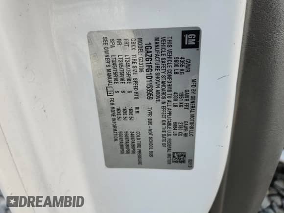 2013 Chevrolet Express Passenger LT с VIN 1GAZG1FG1D1153959, выставлен на аукционе Copart как лот 66517065 с пробегом 124 956 миль миль и Списание • Salvage title. История ставок и продаж доступна на DreamBid. Изображение 13.