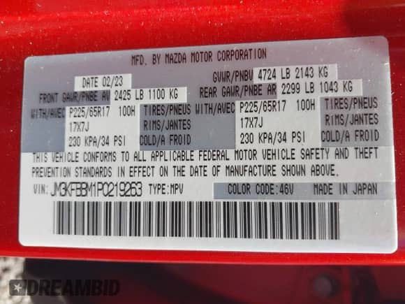 2023 Mazda CX-5 S Select z VIN JM3KFBBM1P0219263, wystawiony jako IAAI lot #43061540 z przebiegiem 10 019 mil mil oraz . Historia ofert i sprzedaży dostępna na DreamBid. Obrazek 9.