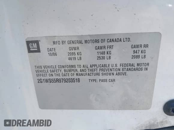 2007 Chevrolet Impala Police Police с VIN 2G1WS55R979203518, выставлен на аукционе IAAI как лот 41698560 с пробегом 178 080 миль миль и . История ставок и продаж доступна на DreamBid. Изображение 9.