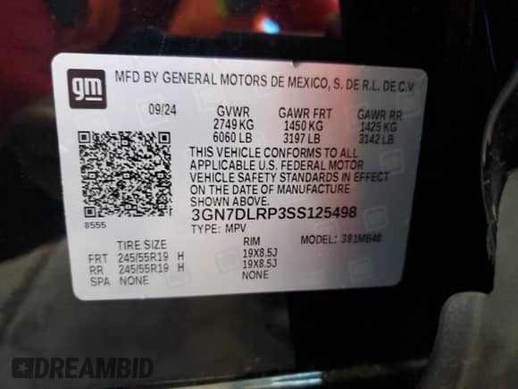 2025 Chevrolet Equinox EV LT с VIN 3GN7DLRP3SS125498, выставлен на аукционе Copart как лот 83987085 с пробегом 6 901 миль миль и Списание • Salvage title. История ставок и продаж доступна на DreamBid. Изображение 13.