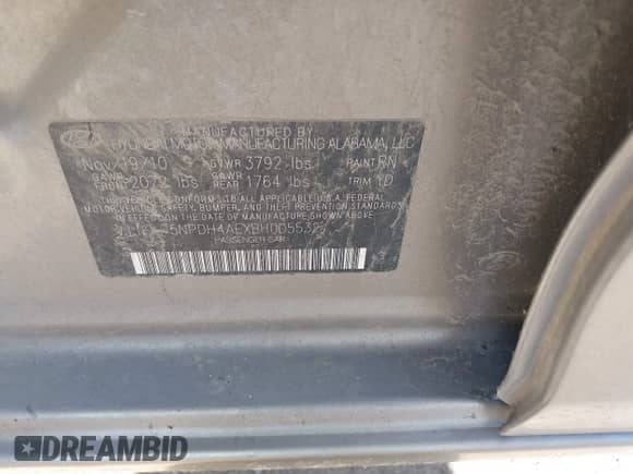 2011 Hyundai Elantra GLS с VIN 5NPDH4AEXBH005532, выставлен на аукционе IAAI как лот 42823913 с пробегом 200 642 миль миль и . История ставок и продаж доступна на DreamBid. Изображение 9.