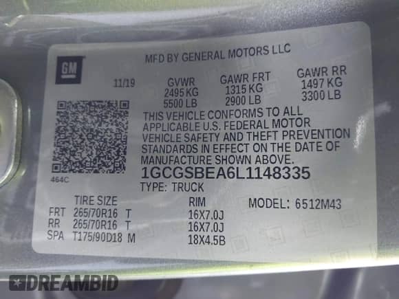 2020 Chevrolet Colorado 2WD Work Truck с VIN 1GCGSBEA6L1148335, выставлен на аукционе IAAI как лот 42142661 с пробегом 19 964 миль миль и . История ставок и продаж доступна на DreamBid. Изображение 9.