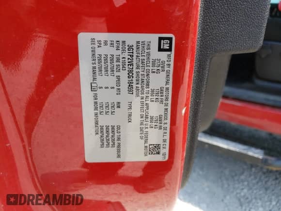 2012 GMC Sierra 1500 SLE with VIN 3GTP2VE78CG184597, listed as a Copart auction lot 55646704 with 192,966 mi miles and Salvage title. Bid and sale history available at DreamBid. Image 12.