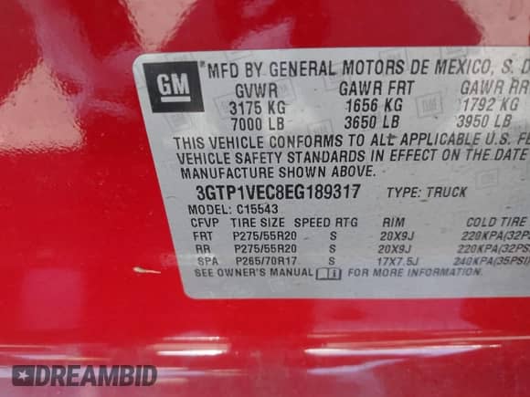 2014 GMC Sierra 1500 SLT с VIN 3GTP1VEC8EG189317, выставлен на аукционе IAAI как лот 42834035 с пробегом 123 604 миль миль и . История ставок и продаж доступна на DreamBid. Изображение 9.