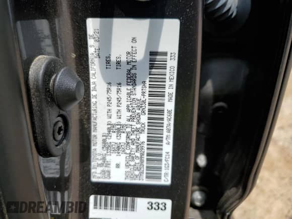 2021 Toyota Tacoma SR5 с VIN 3TMBZ5DN8MM029976, выставлен на аукционе Copart как лот 63845625 с пробегом 46 238 миль миль и Списание • Salvage title. История ставок и продаж доступна на DreamBid. Изображение 12.