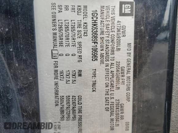 2009 Chevrolet Silverado 2500HD LTZ с VIN 1GCHK63689F106965, выставлен на аукционе Copart как лот 71518925 с пробегом 146 489 миль миль и Списание • Salvage title. История ставок и продаж доступна на DreamBid. Изображение 13.