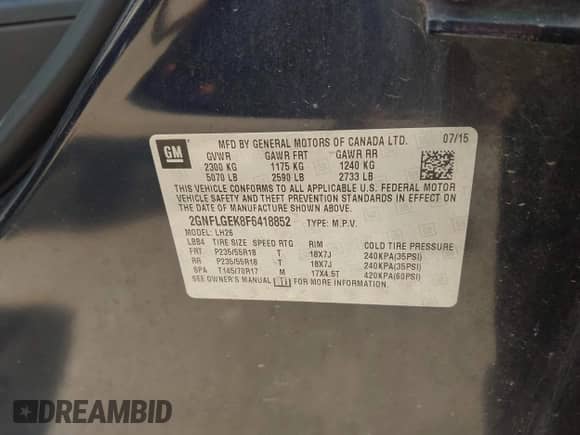 2015 Chevrolet Equinox LT с VIN 2GNFLGEK8F6418852, выставлен на аукционе IAAI как лот 42863204 с пробегом 112 035 миль миль и . История ставок и продаж доступна на DreamBid. Изображение 9.