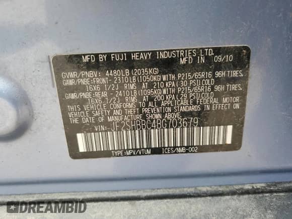 2011 Subaru Forester X z VIN JF2SHBBC4BG703679, wystawiony jako Copart lot #64521565 z przebiegiem 112 026 mil mil oraz Czysty tytuł • Clean title. Historia ofert i sprzedaży dostępna na DreamBid. Obrazek 13.