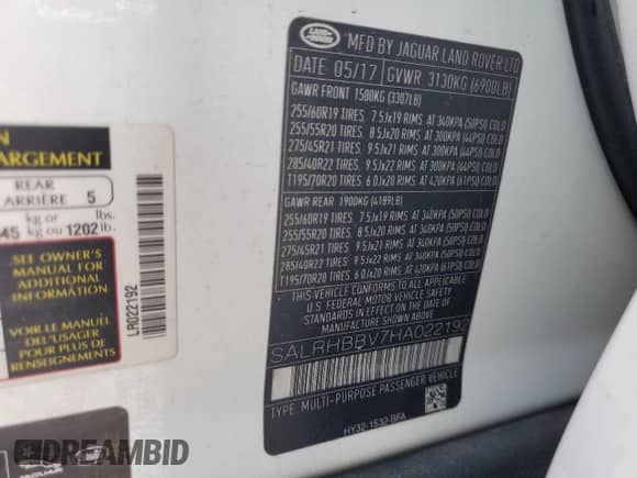 2017 Land Rover Discovery HSE Luxury z VIN SALRHBBV7HA022192, wystawiony jako Copart lot #69726895 z przebiegiem 121 663 mil mil oraz Czysty tytuł • Clean title. Historia ofert i sprzedaży dostępna na DreamBid. Obrazek 13.