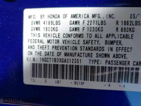 2016 Honda Accord LX-S z VIN 1HGCT1B3XGA012051, wystawiony jako IAAI lot #42949786 z przebiegiem 219 936 mil mil oraz . Historia ofert i sprzedaży dostępna na DreamBid. Obrazek 9.
