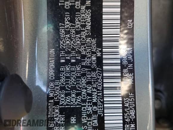 2004 Toyota Highlander с VIN JTEEP21A140064277, выставлен на аукционе Copart как лот 81636785 с пробегом 215 694 миль миль и Списание • Salvage title. История ставок и продаж доступна на DreamBid. Изображение 13.