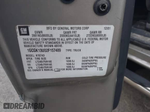 2002 Chevrolet Silverado 1500HD LT с VIN 1GCGK13U02F157489, выставлен на аукционе IAAI как лот 42789384 с пробегом Не указан миль и . История ставок и продаж доступна на DreamBid. Изображение 9.