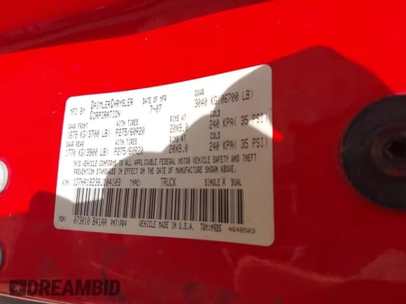 2008 Dodge 1500 SLT with VIN 1D7HA18238J104103, listed as a IAAI auction lot 42837629 with Not provided miles and . Bid and sale history available at DreamBid. Image 9.