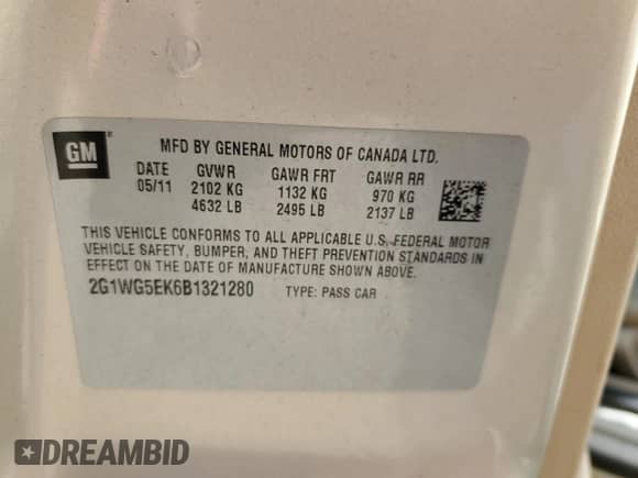 2011 Chevrolet Impala LT Fleet z VIN 2G1WG5EK6B1321280, wystawiony jako Copart lot #80822505 z przebiegiem 139 694 mil mil oraz Szkoda całkowita • Salvage title. Historia ofert i sprzedaży dostępna na DreamBid. Obrazek 13.