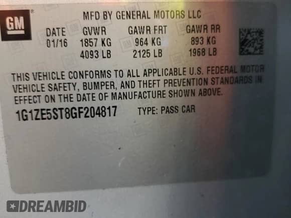 2016 Chevrolet Malibu LT с VIN 1G1ZE5ST8GF204817, выставлен на аукционе Copart как лот 67633515 с пробегом 72 424 миль миль и Списание • Salvage title. История ставок и продаж доступна на DreamBid. Изображение 12.