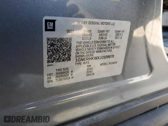 2018 Chevrolet Traverse LT с VIN 1GNERHKWXJJ109970, выставлен на аукционе Copart как лот 67412655 с пробегом 96 041 миль миль и Списание • Salvage title. История ставок и продаж доступна на DreamBid. Изображение 13.