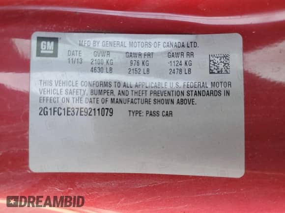 2014 Chevrolet Camaro LT with VIN 2G1FC1E37E9211079, listed as a Copart auction lot 66662115 with 124,781 mi miles and Salvage title. Bid and sale history available at DreamBid. Image 12.