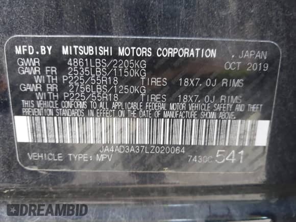 2020 Mitsubishi Outlander SE с VIN JA4AD3A37LZ020064, выставлен на аукционе IAAI как лот 43424364 с пробегом 102 696 миль миль и . История ставок и продаж доступна на DreamBid. Изображение 9.