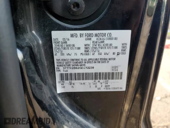 2016 Ford F-250 XLT z VIN 1FT7X2B62GEC12239, wystawiony jako Copart lot #80116475 z przebiegiem 87 500 mil mil oraz Czysty tytuł • Clean title. Historia ofert i sprzedaży dostępna na DreamBid. Obrazek 12.