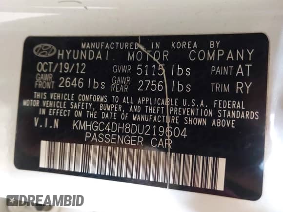 2013 Hyundai Genesis R-Spec z VIN KMHGC4DH8DU219604, wystawiony jako IAAI lot #41999447 z przebiegiem 211 085 mil mil oraz . Historia ofert i sprzedaży dostępna na DreamBid. Obrazek 9.