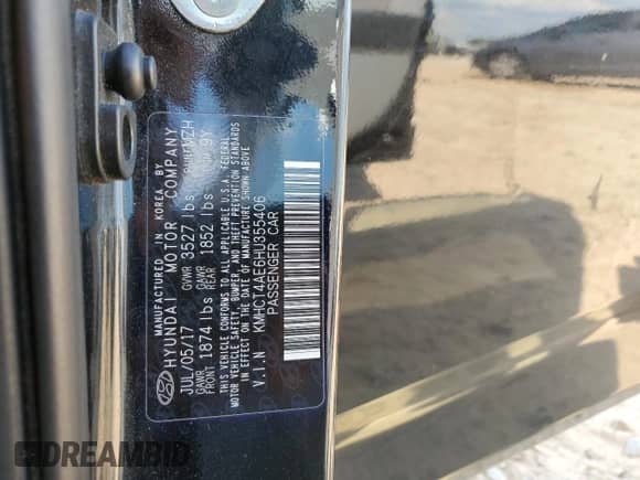 2017 Hyundai Accent SE with VIN KMHCT4AE6HU355406, listed as a Copart auction lot 71563825 with 84,142 mi miles and Salvage title. Bid and sale history available at DreamBid. Image 12.