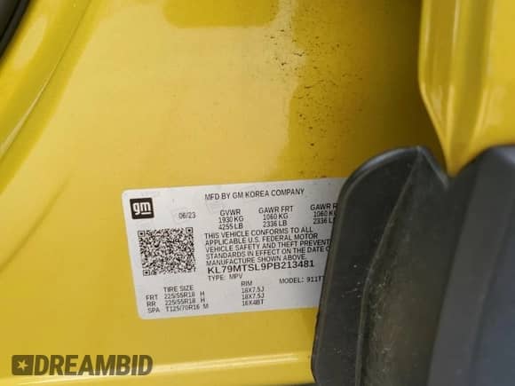 2023 Chevrolet TrailBlazer RS z VIN KL79MTSL9PB213481, wystawiony jako Copart lot #62652935 z przebiegiem 20 533 mil mil oraz Szkoda całkowita • Salvage title. Historia ofert i sprzedaży dostępna na DreamBid. Obrazek 12.
