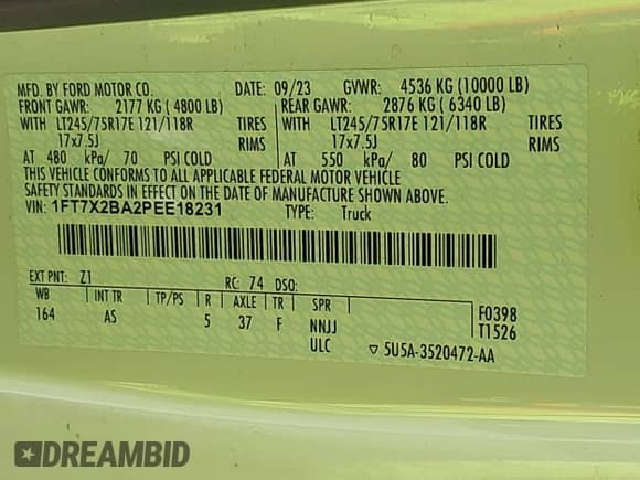 2023 Ford F-250 XL с VIN 1FT7X2BA2PEE18231, выставлен на аукционе IAAI как лот 42670945 с пробегом 30 023 миль миль и . История ставок и продаж доступна на DreamBid. Изображение 9.