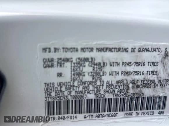 2020 Toyota Tacoma SR с VIN 3TYSX5EN3LT000067, выставлен на аукционе Copart как лот 81345665 с пробегом 66 788 миль миль и Списание • Salvage title. История ставок и продаж доступна на DreamBid. Изображение 10.
