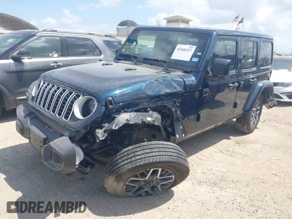 2025 Jeep Wrangler Sahara z VIN 1C4PJXEN9SW529245, wystawiony jako IAAI lot #42446327 z przebiegiem 8 058 mil mil oraz . Historia ofert i sprzedaży dostępna na DreamBid. Obrazek 2.