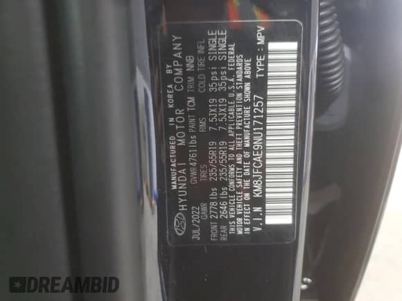 2022 Hyundai Tucson N Line z VIN KM8JFCAE9NU171257, wystawiony jako Copart lot #69543945 z przebiegiem 43 655 mil mil oraz Szkoda całkowita • Salvage title. Historia ofert i sprzedaży dostępna na DreamBid. Obrazek 14.